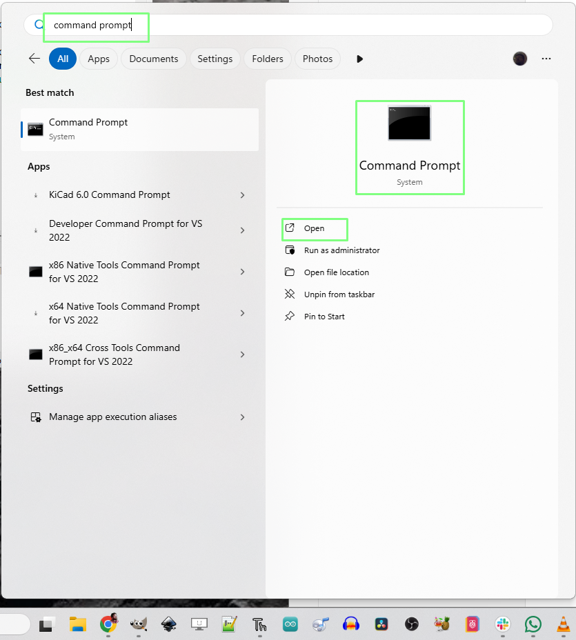 Windows Command Prompt open for entering Python commands