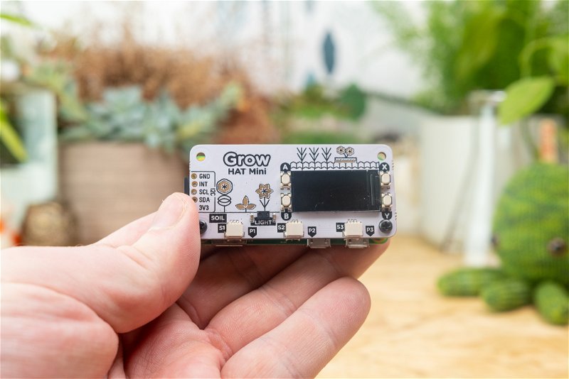 A Raspberry Pi Zero with a Grow HAT Mini attached
