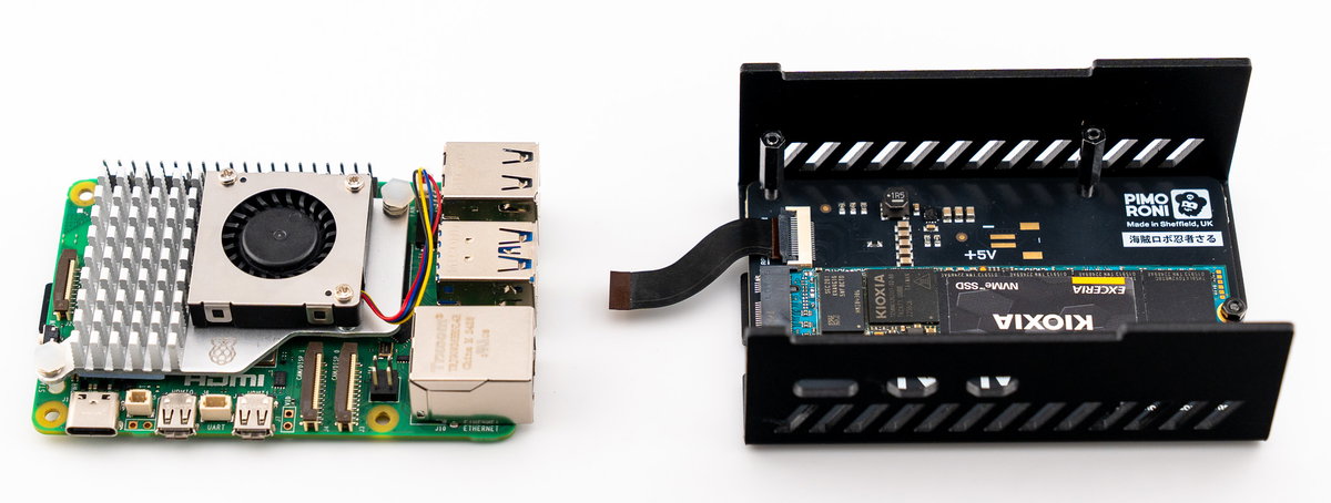 Pi 5 with Active Cooler next to the case