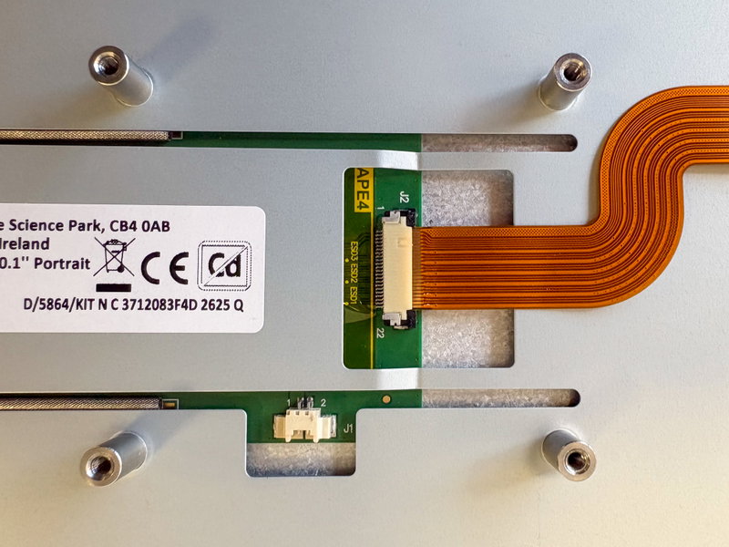 Ribbon cable inserted into display connector with contacts facing outward