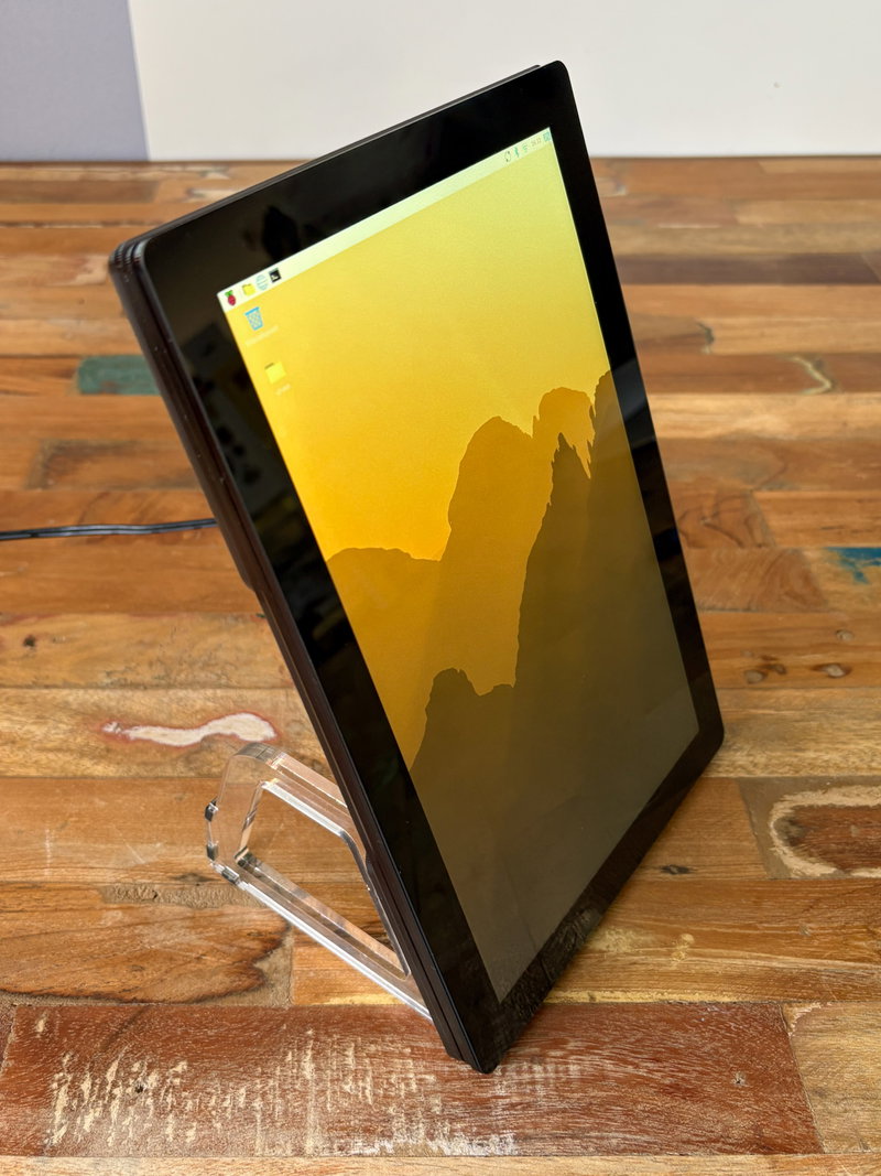 Assembled frame standing in portrait orientation