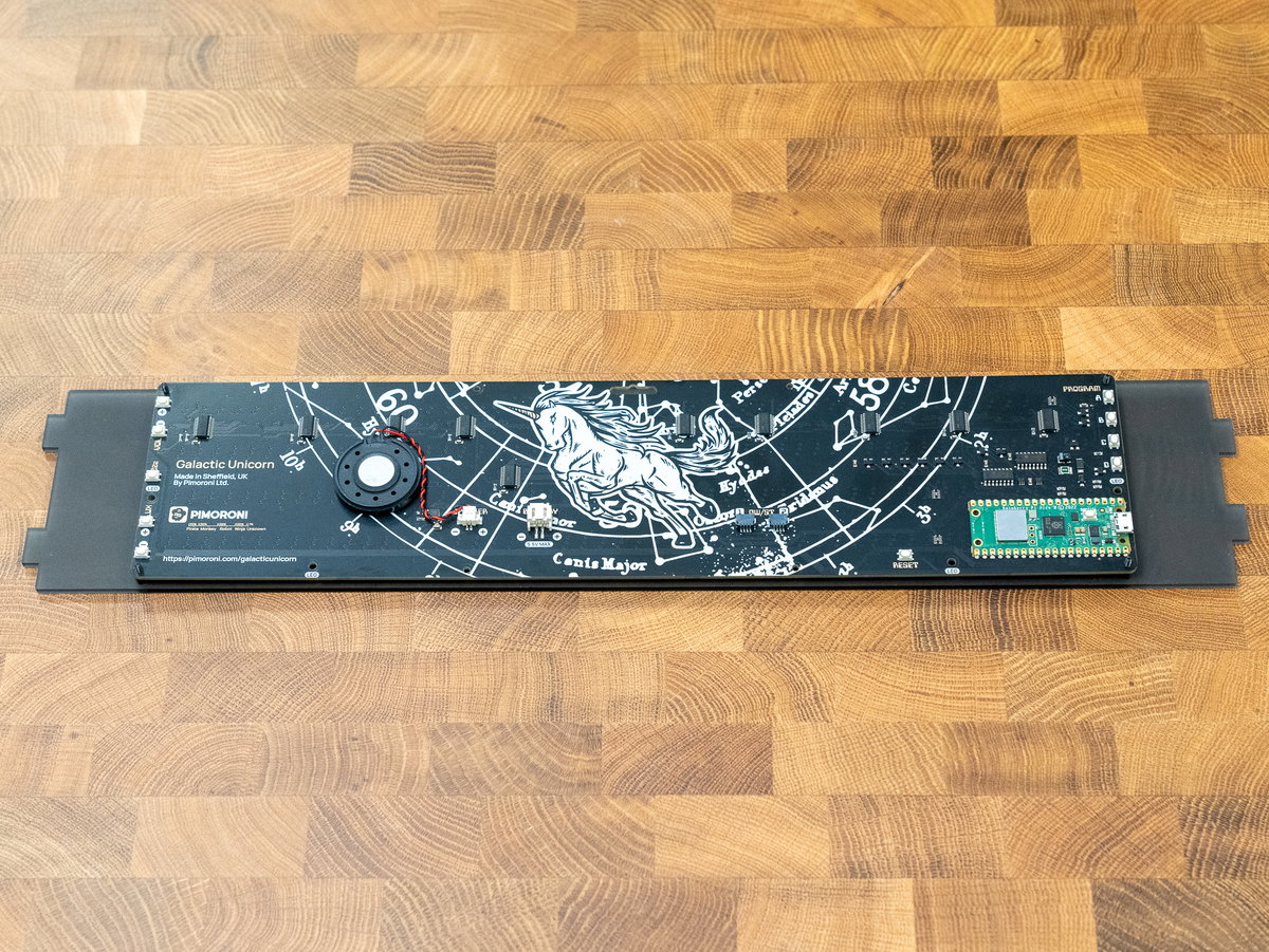 Galactic Unicorn board positioned over the diffuser screws