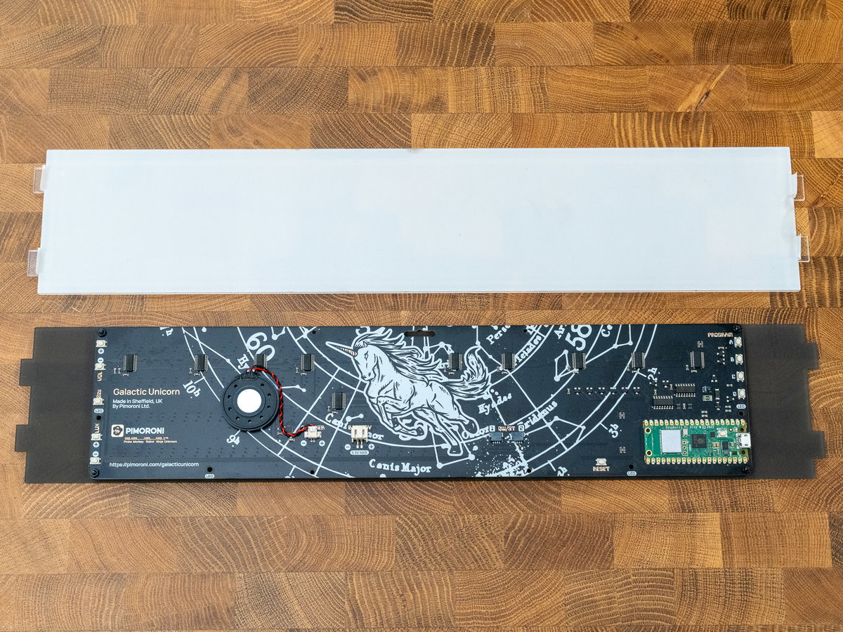 Galactic Unicorn mounted to the translucent diffuser for the clear overlay