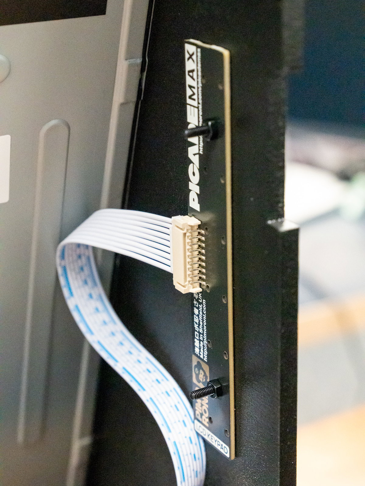 LCD Keypad and legend secured to the cabinet with M3 screws