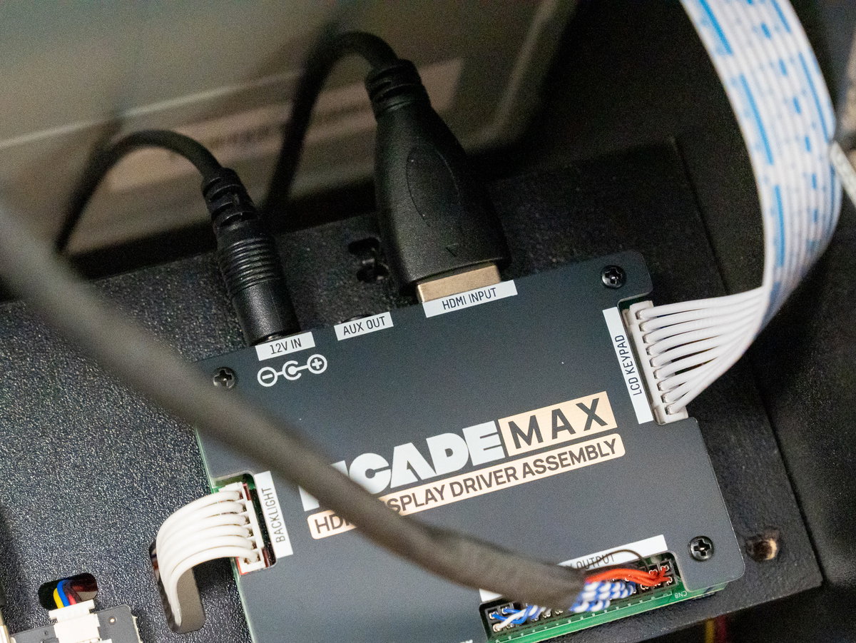 HDMI and 12V power cables connected to the display driver board