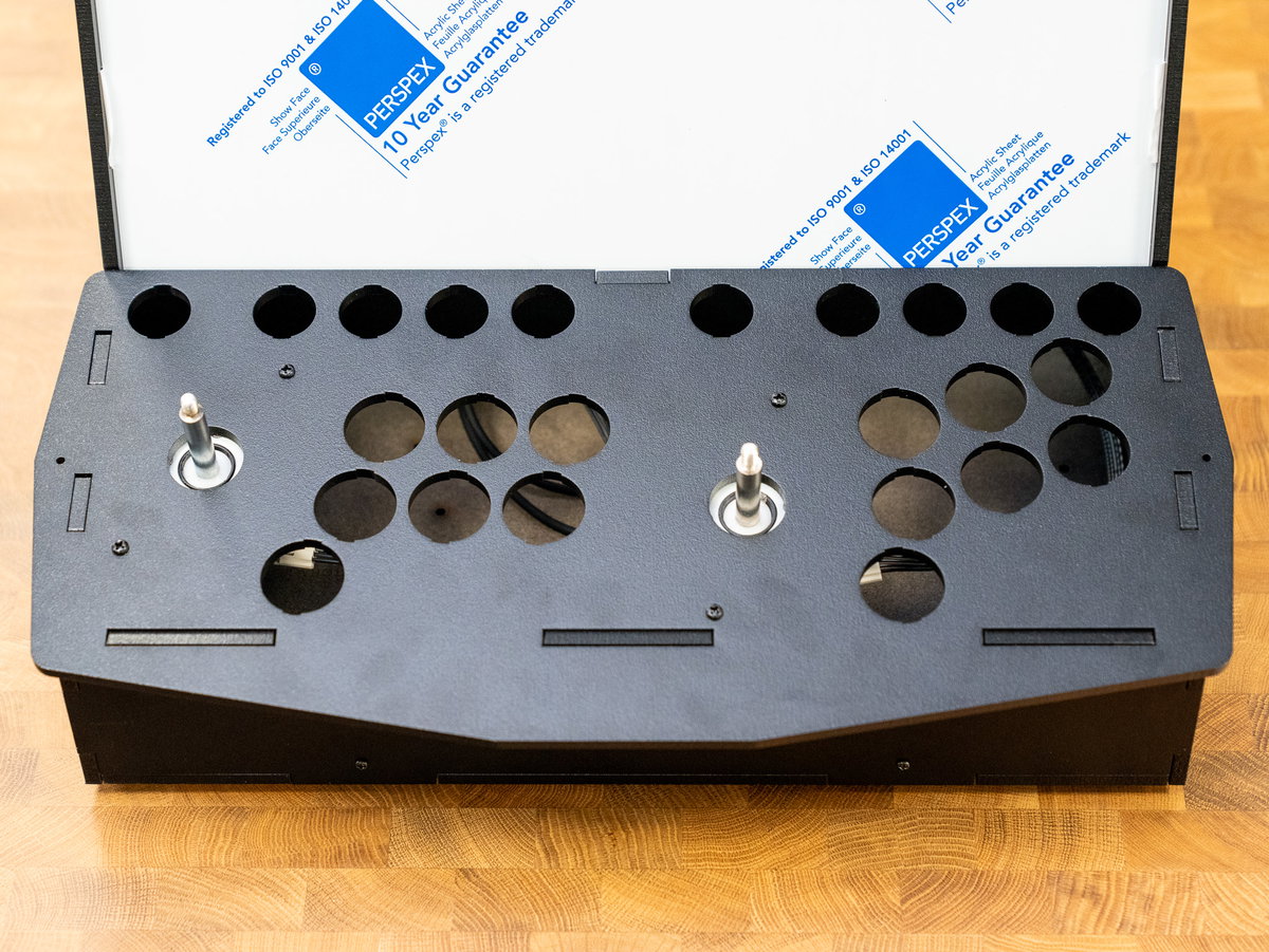 Two-player console assembly positioned on the front of the Picade Max