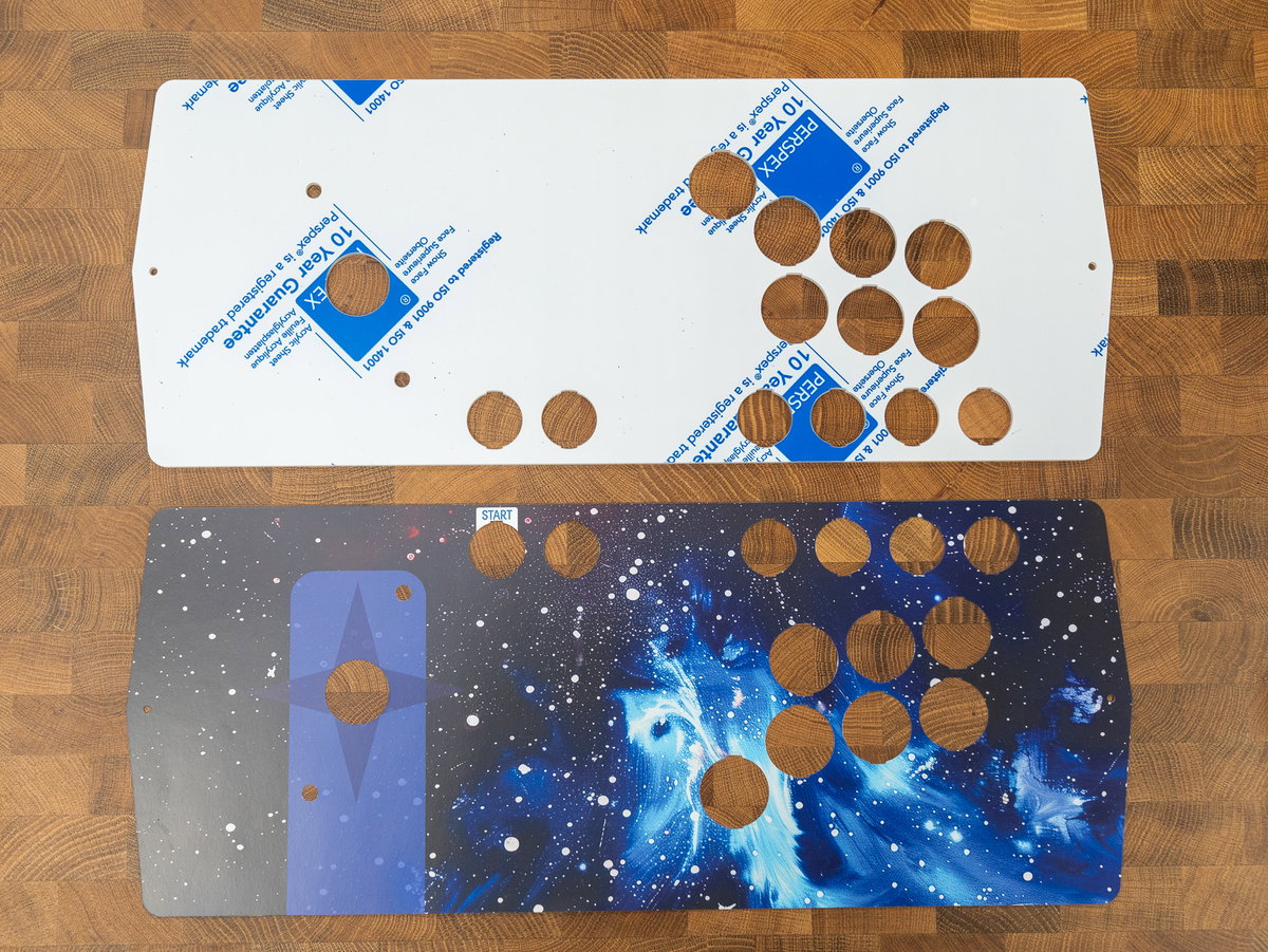 One-player acrylic console panel and cardboard artwork