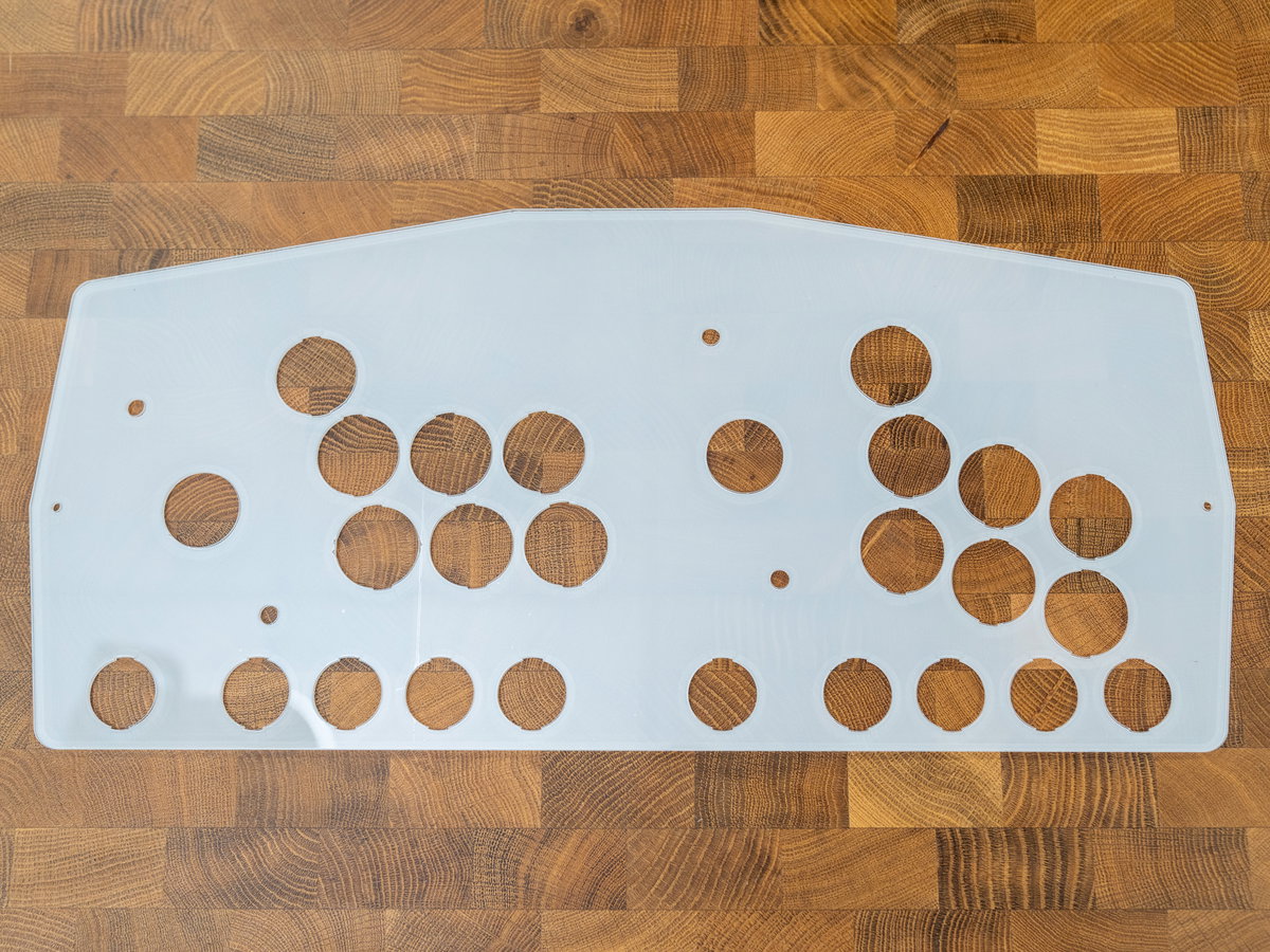 Two-player acrylic panel with its underside coating removed