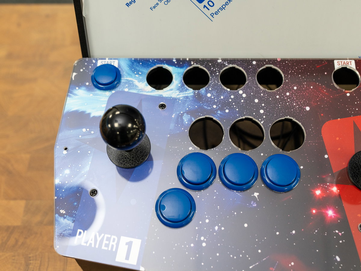 Player one Start, A, B, X, and Y buttons fitted in the console