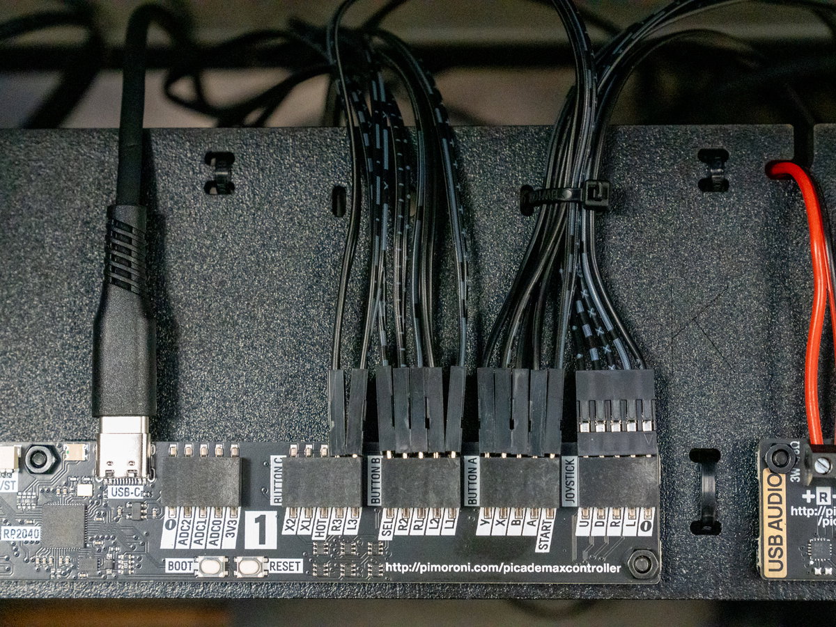 Player one Select and shoulder buttons connected to the USB Controller board