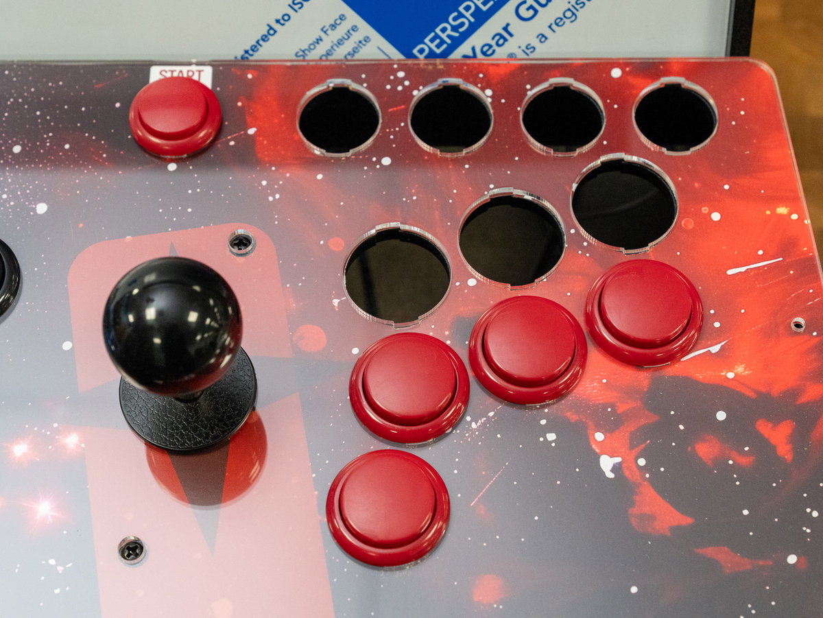 Player two arcade buttons fitted to the console