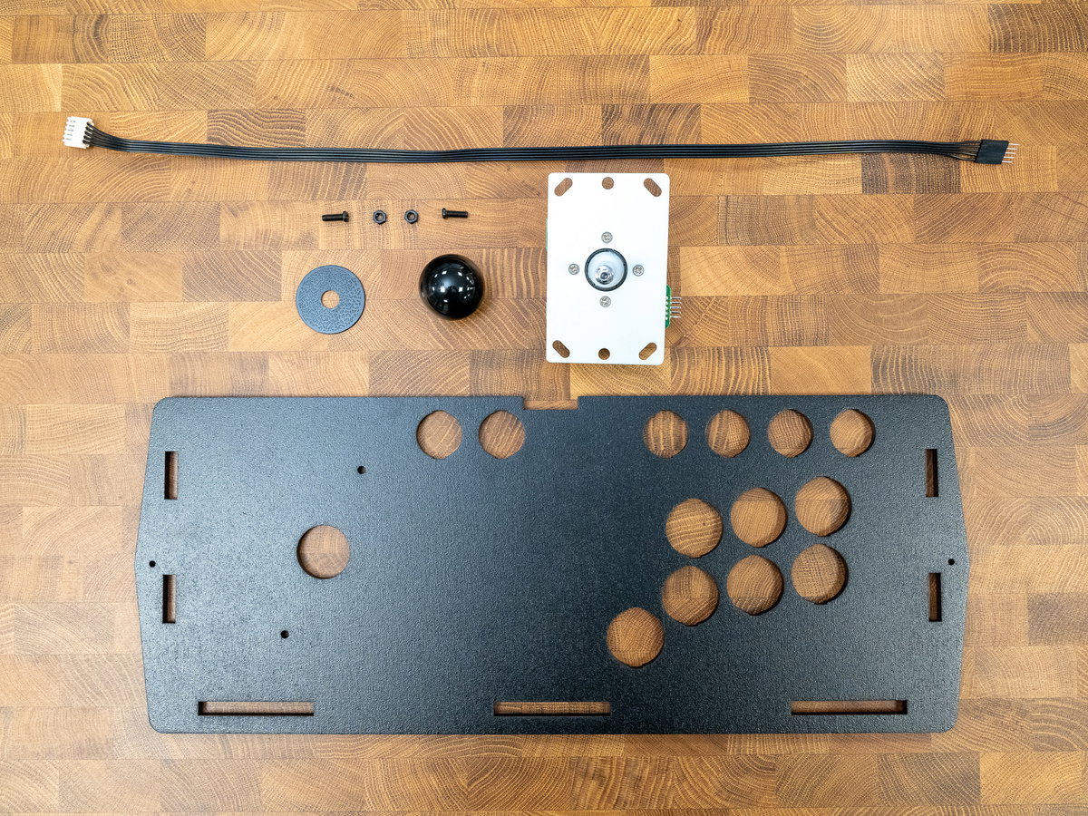 One-player wooden console panel, joystick, cable, and M4 fixings