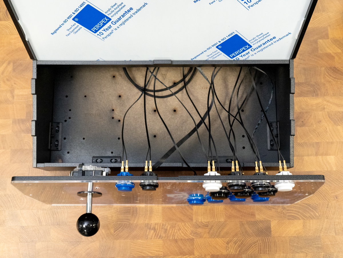 One player console assembly temporarily removed from the Picade Max cabinet