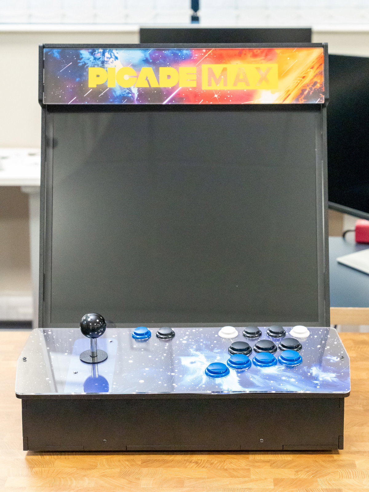 Completed Picade Max arcade cabinet ready for power