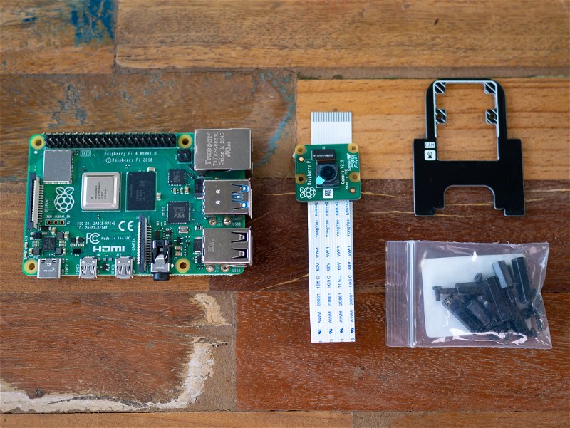 Raspberry Pi, camera, camera board and fixings
