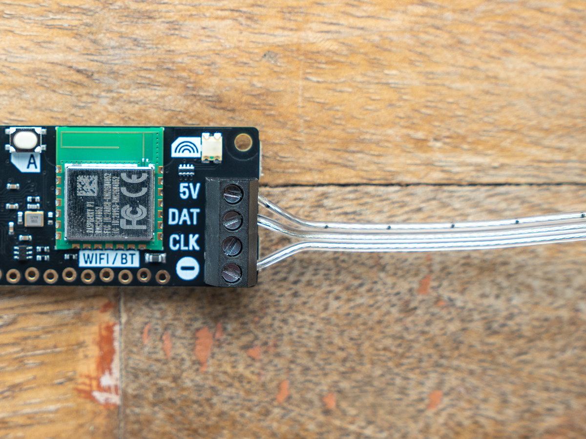 LED wire attached to the screw terminals