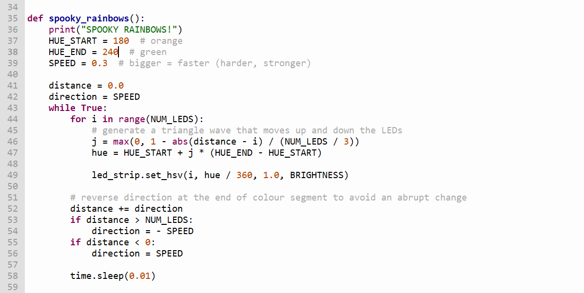 Screenshot of Thonny showing the edited code