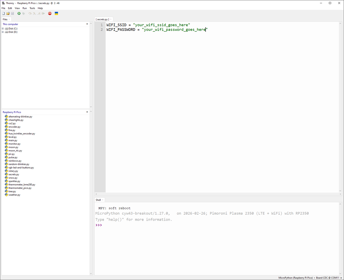 Editing secrets.py