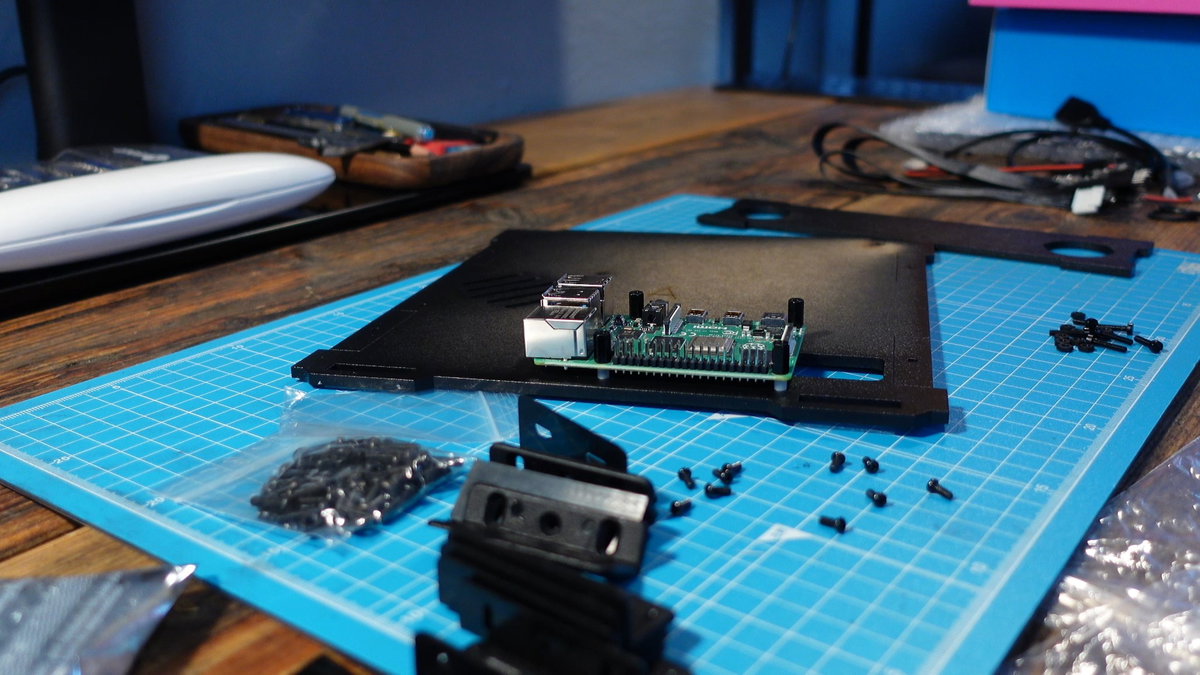 Raspberry Pi secured to the base