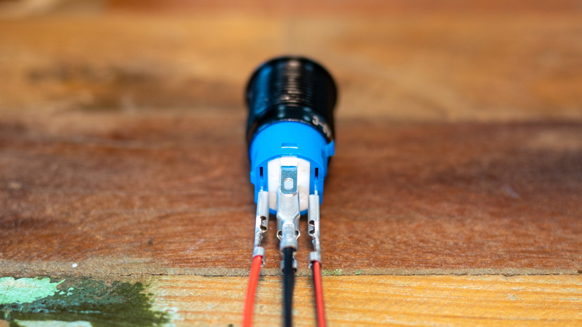 Wires connected to the power button