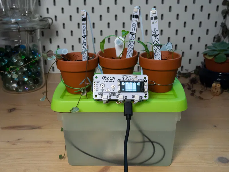 Finished setup with all the pumps and moisture sensors plugged in