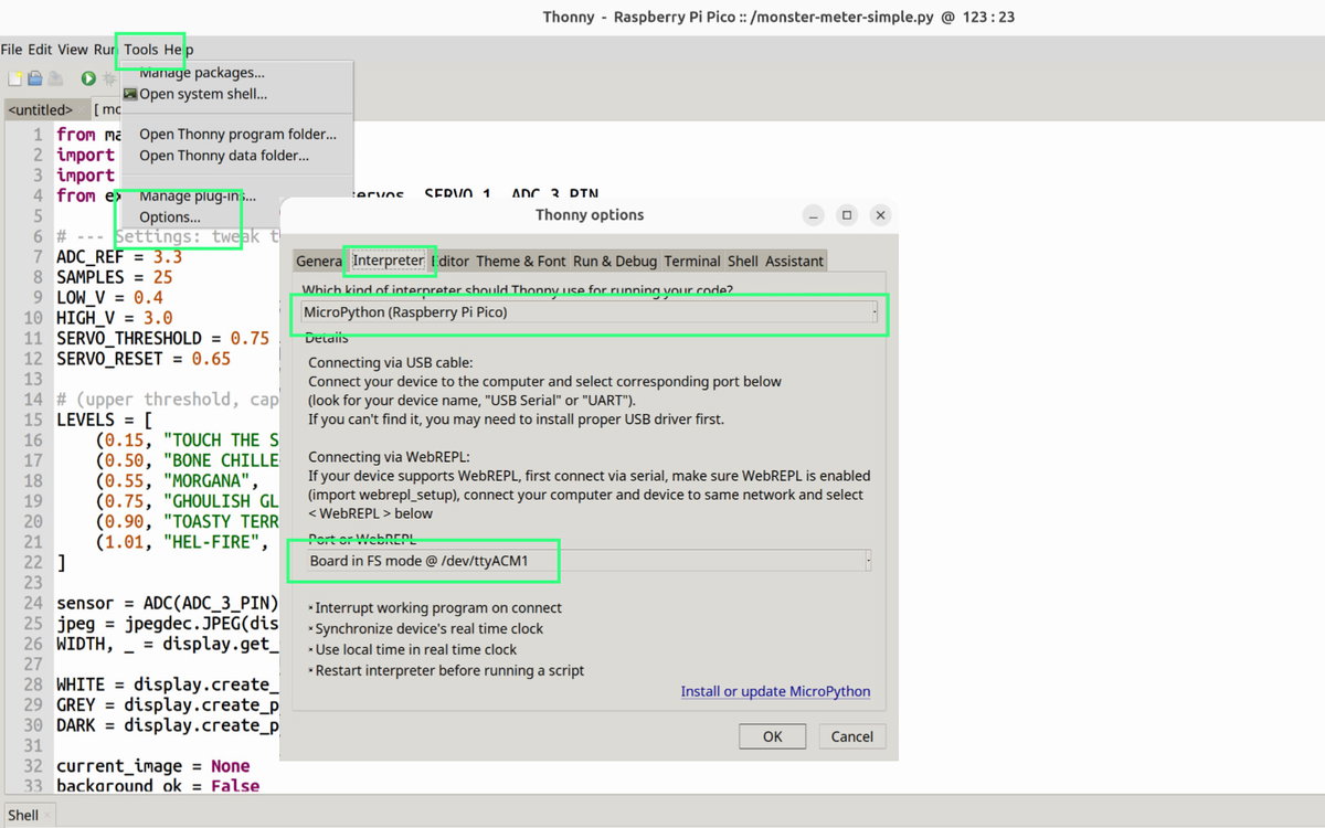 Screenshot of Thonny's Python Interpreter
