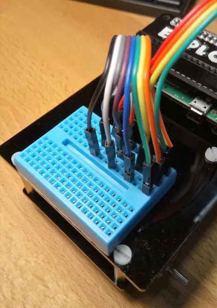 Completed breadboard wiring