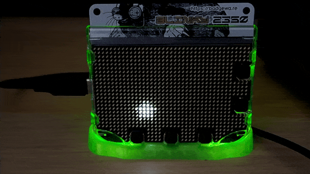 Animated GIF showing random stars appearing across the screen, followed by flashing text and then the scrolling subscriber count.