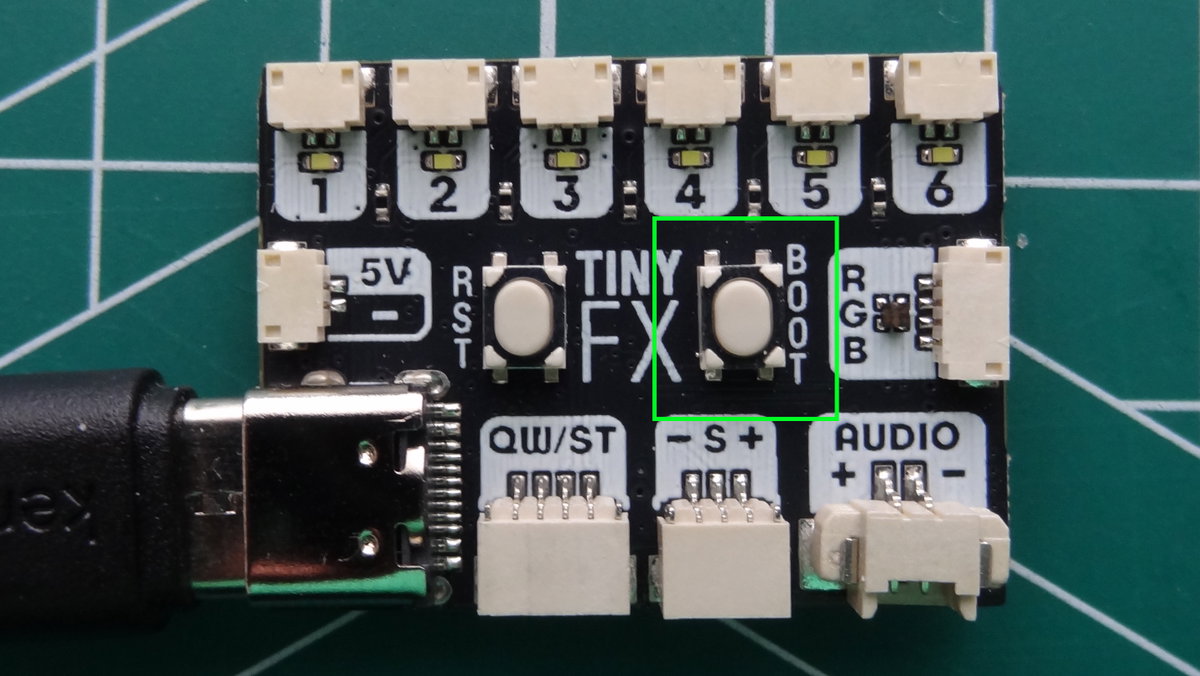 BOOT button on the Tiny FX board