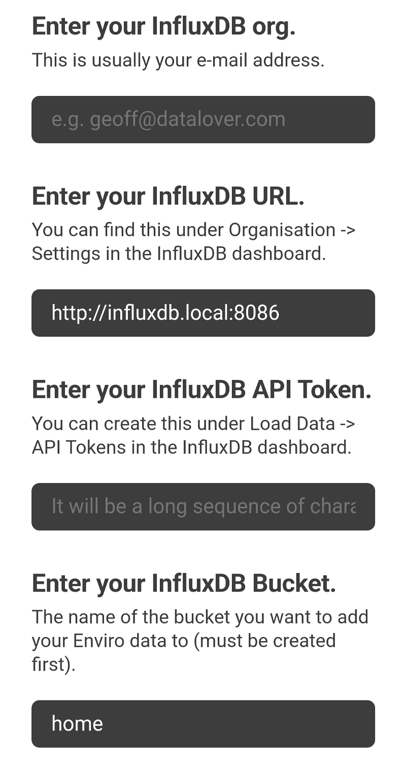 Provisioning with your InfluxDB details