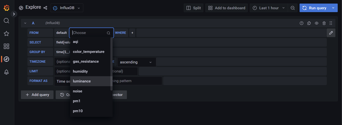 Clicking on the select_measurement dropdown
