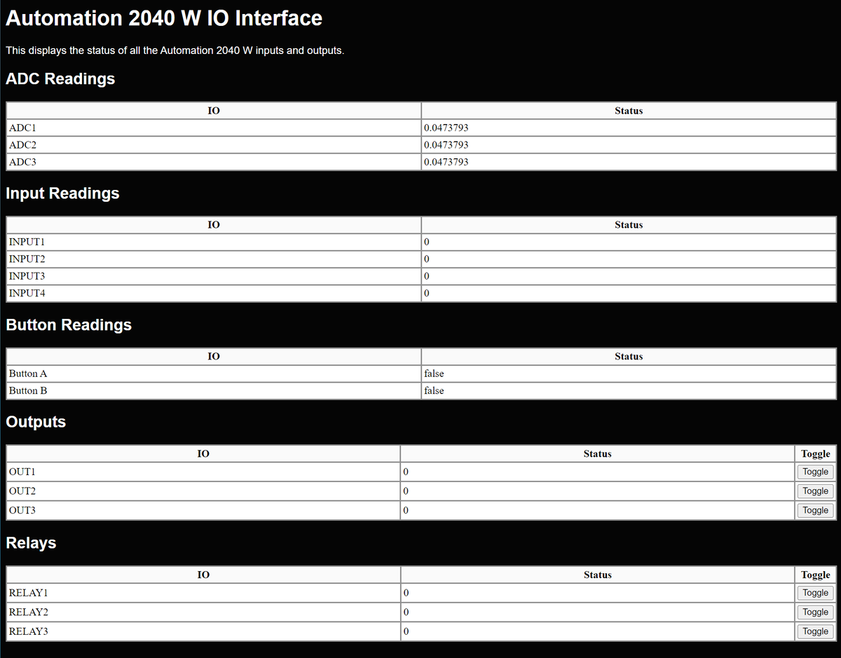 Screenshot of the web interface viewed in a browser