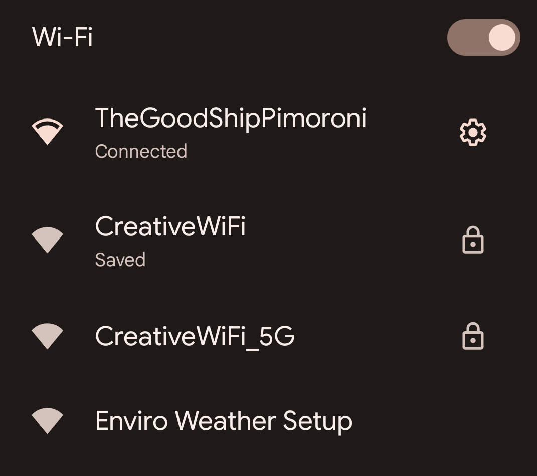 Connecting to the Enviro Setup network