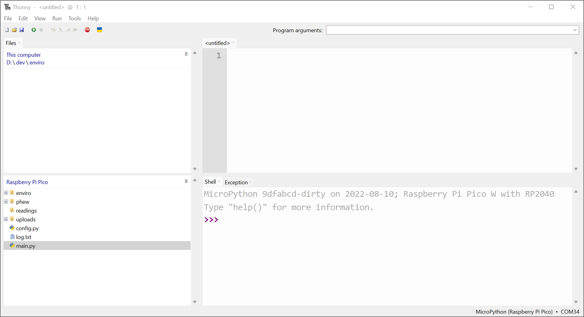 Screenshot of Thonny