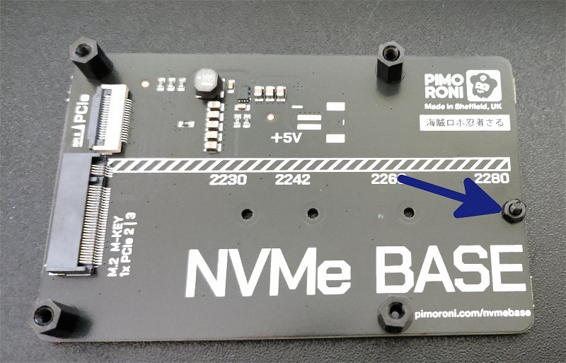 NVMe Base with SSD Securing screw