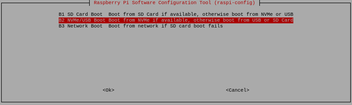 raspi-config NVMe/USB boot