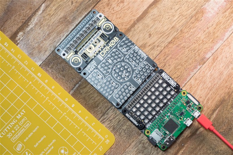 Pi Zero W mounted on pHAT Stack with female header