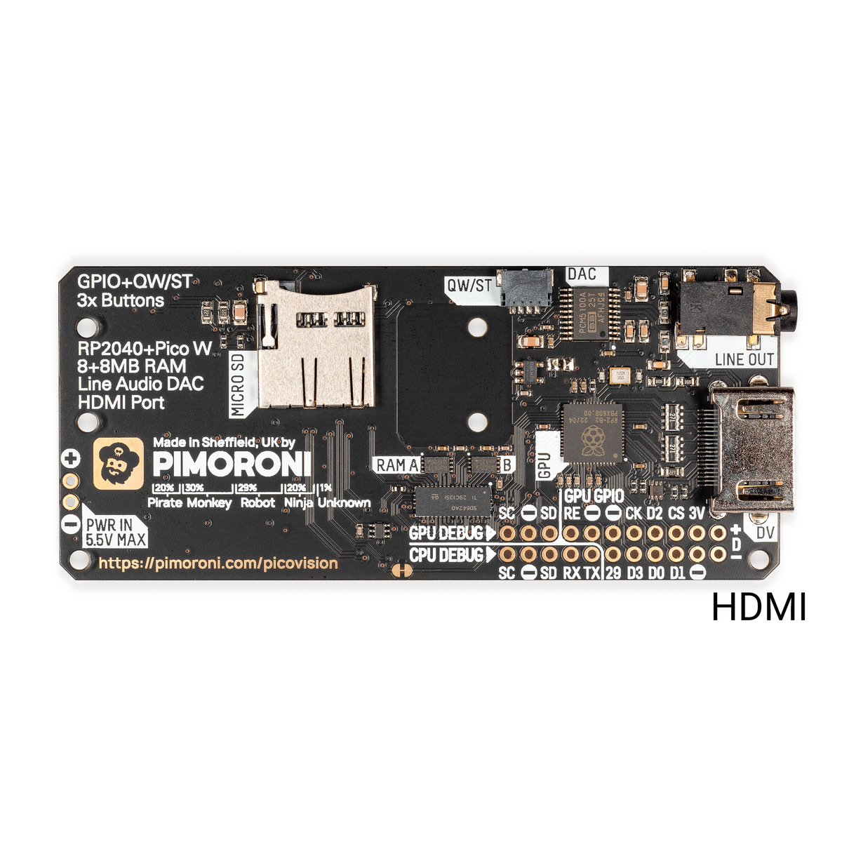 PicoVision with the DV/HDMI connector labelled