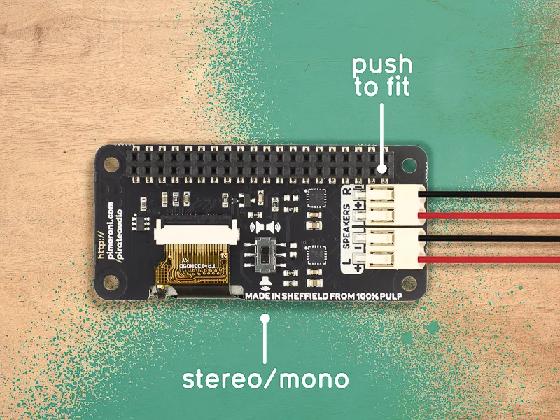 Pirate Audio 3W Stereo Amp board with labels