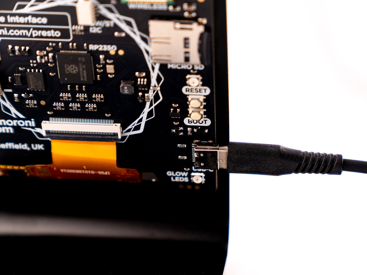 Plugging in the USB cable