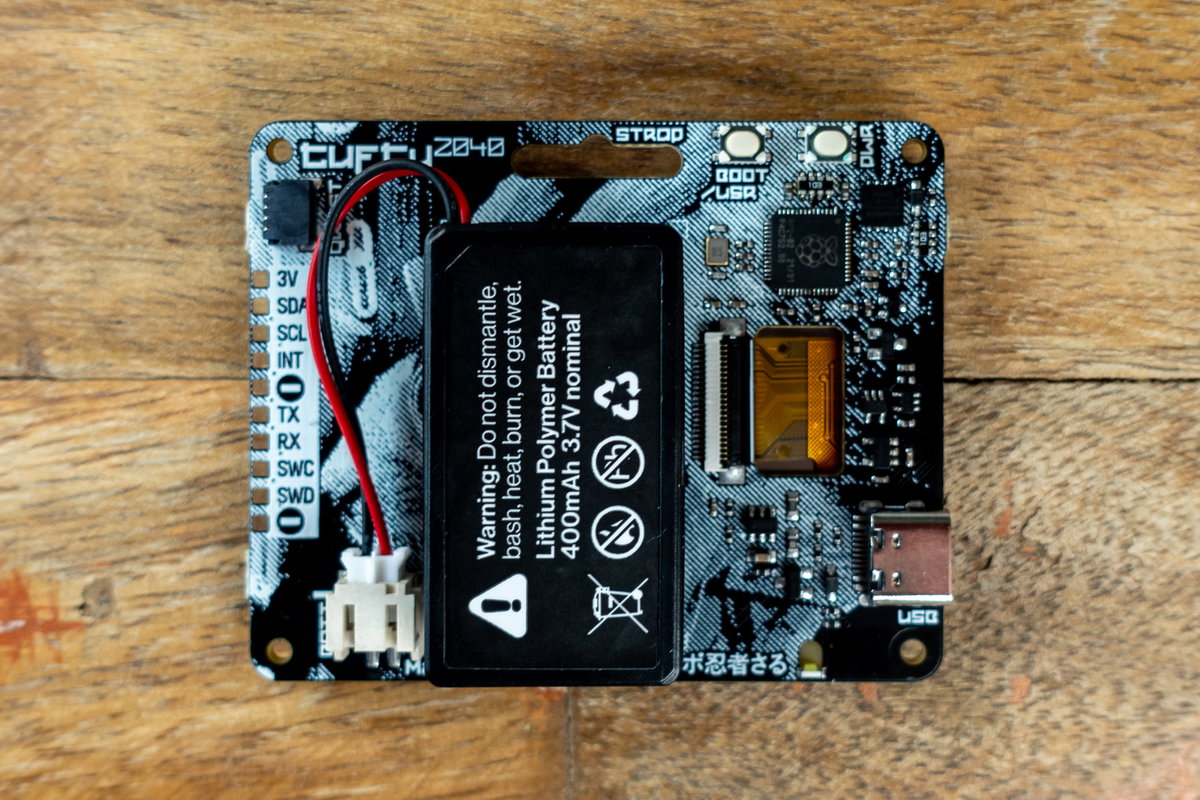Tufty with a LiPo battery