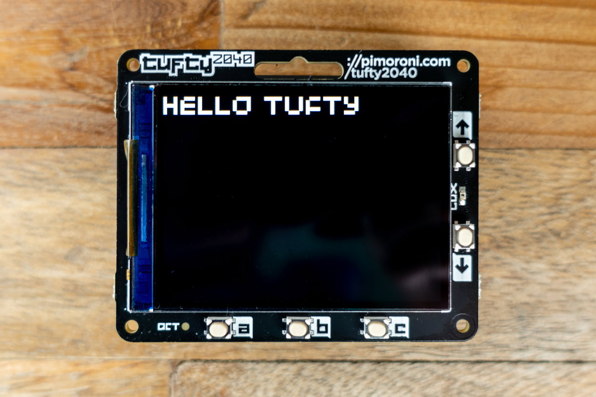 Tufty displaying text