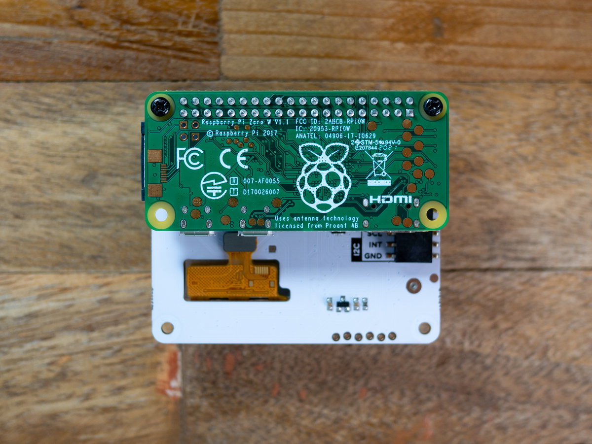 Assembled Raspberry Pi and Weather HAT from the back