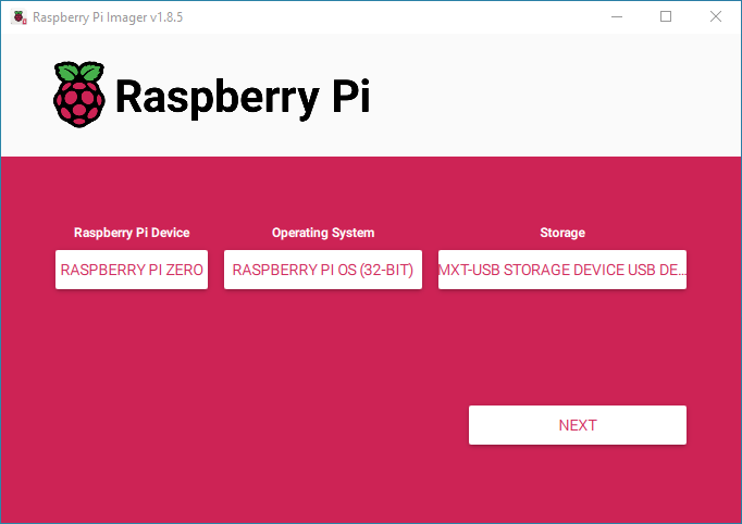 Screenshot of Raspberry Pi Imager