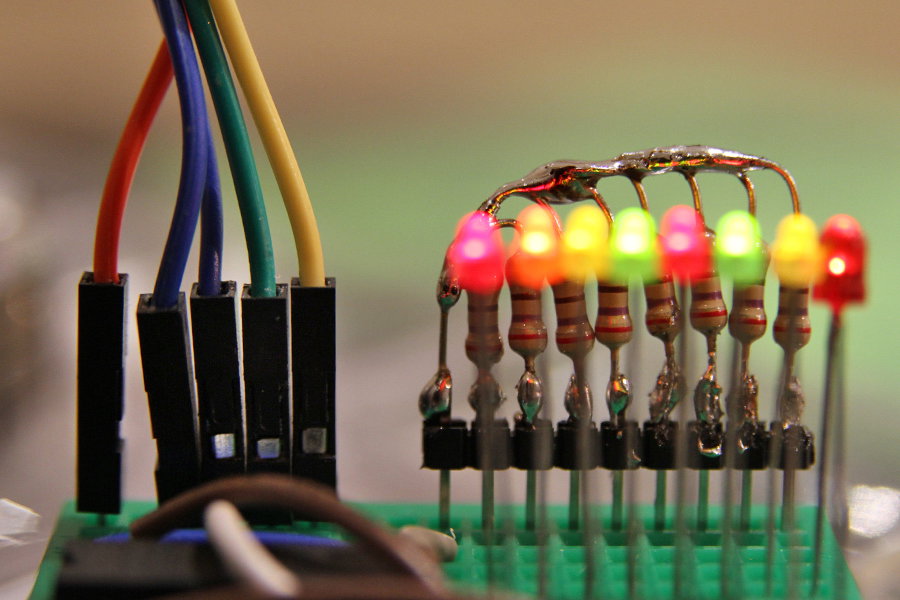 Finished resistor network with LEDs