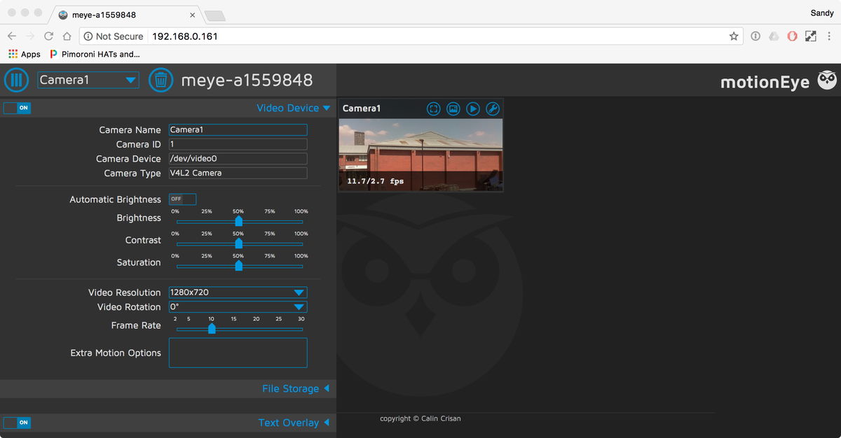 motionEye OS on your OctoCam