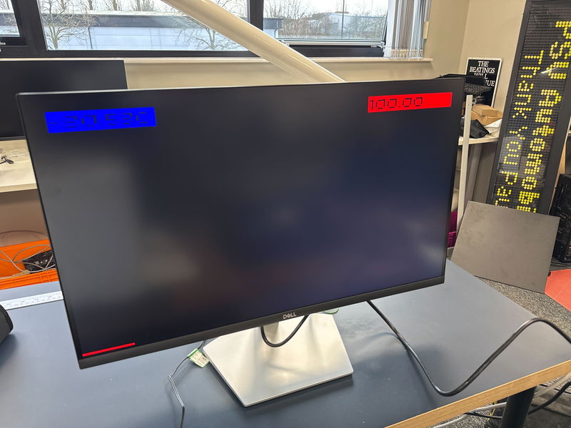 Monitor showing 80 degrees C and 100MHz