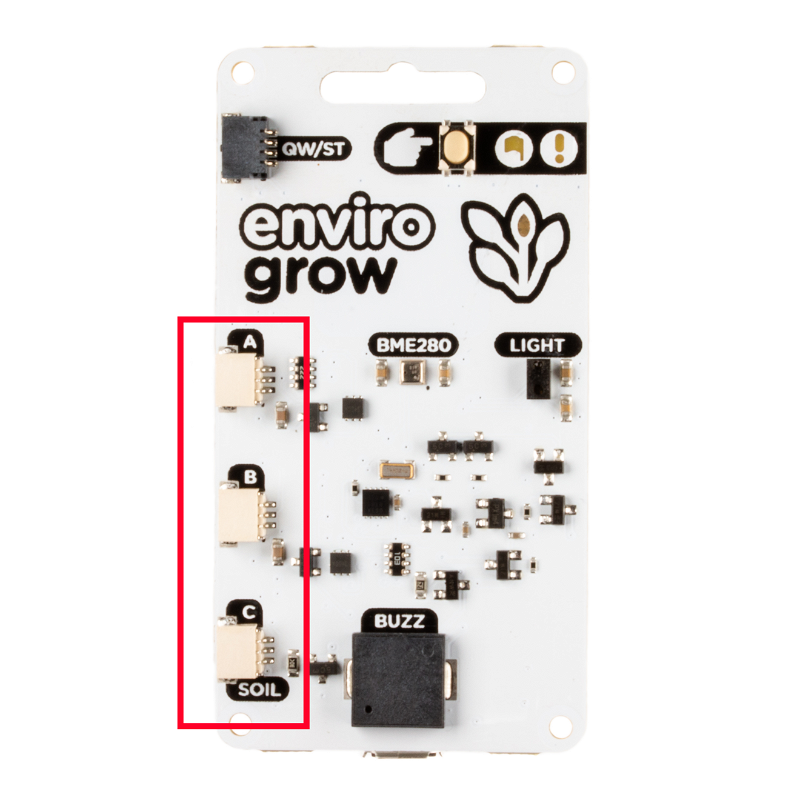 Locating the moisture sensor connectors on Enviro Grow