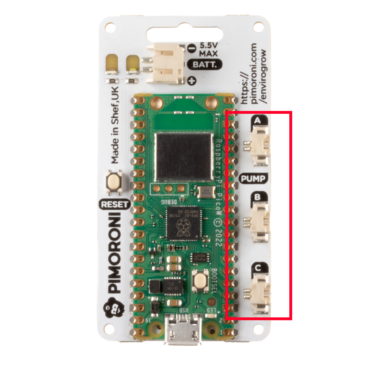 Enviro Grow with the pump connectors highlighted