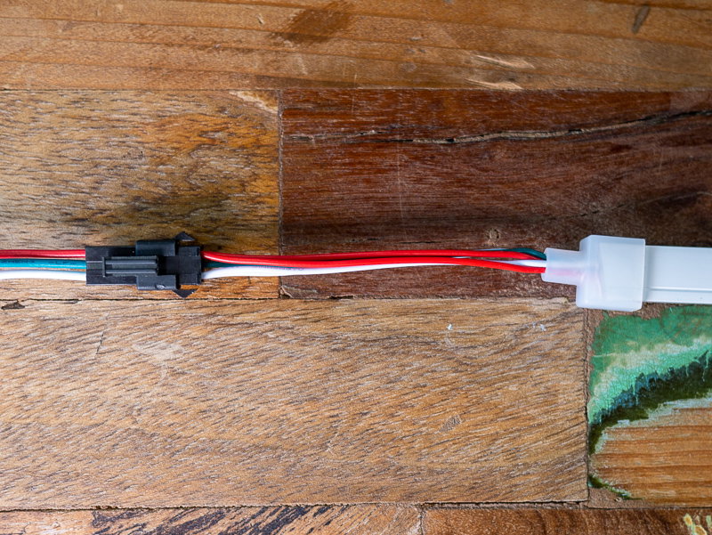 LED strip plugged into the output cable